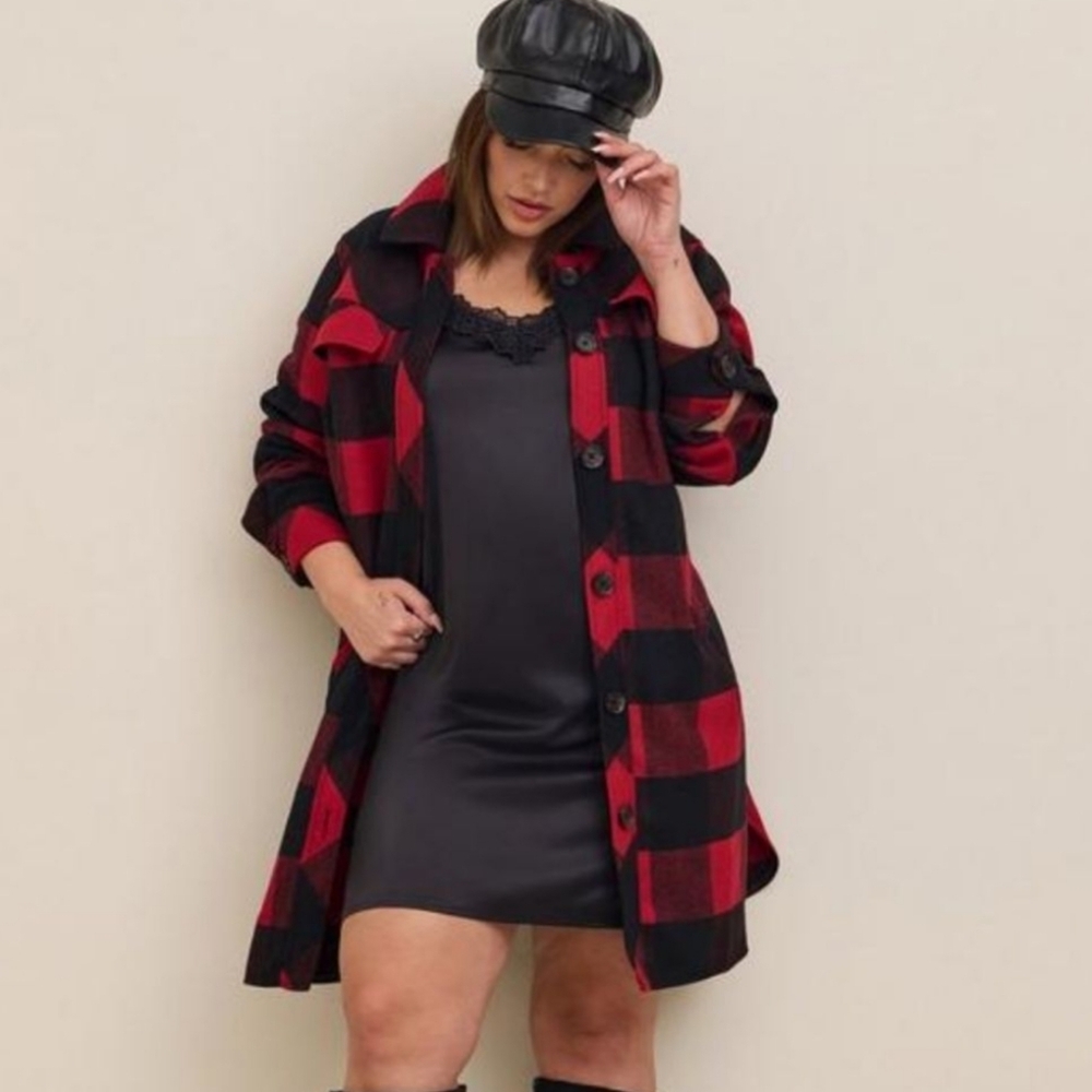 Torrid Buffalo Red and Black Plaid Wool Jacket Size 2X